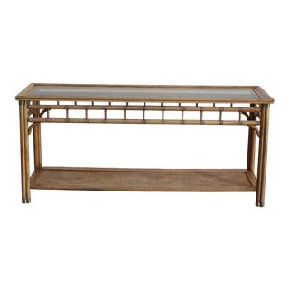Vintage Faux Bamboo Two Tiered Console Table For Sale