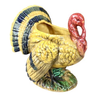 Vintage Ceramic Turkey Vase Centerpiece by Japanese Maker Narco Ware Perfect for Thanksgiving Table For Sale