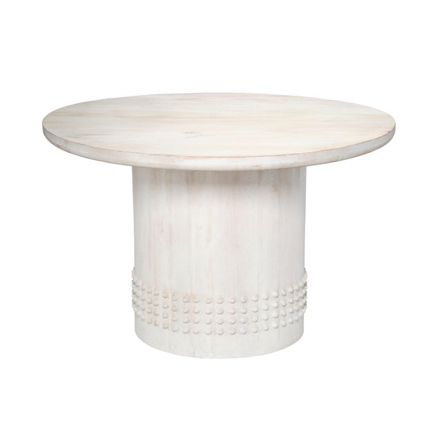 Studded Bistro Dining Table, White Washed Wood For Sale In Los Angeles - Image 6 of 6