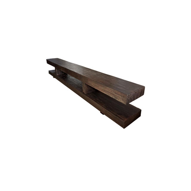 Contemporary Sculptural Teak Wood Long Bench Stunning Wood Textures, Modern Organic For Sale - Image 3 of 11