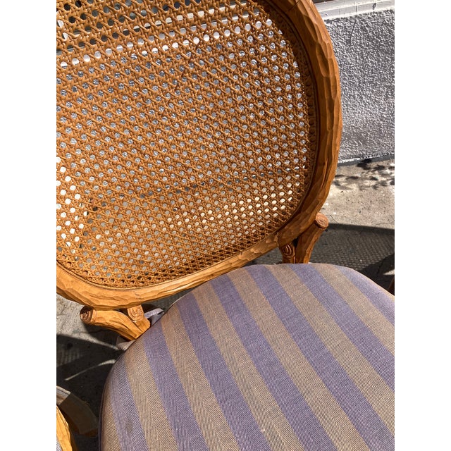 Faux Bois French Style Dining Side Chairs With Cain Backs and Rush Seats - Set of 4 For Sale In Los Angeles - Image 6 of 8