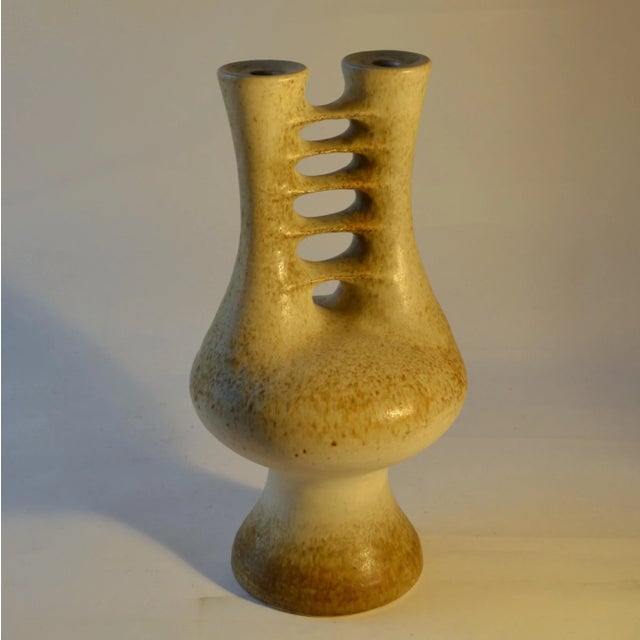 Sculptural Pottery Vase with Double Neck For Sale - Image 10 of 12
