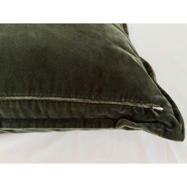 Rejuvenation Olive Green Cotton Velvet Lumbar Pillow, Hand-Crafted For Sale In Palm Springs - Image 6 of 10