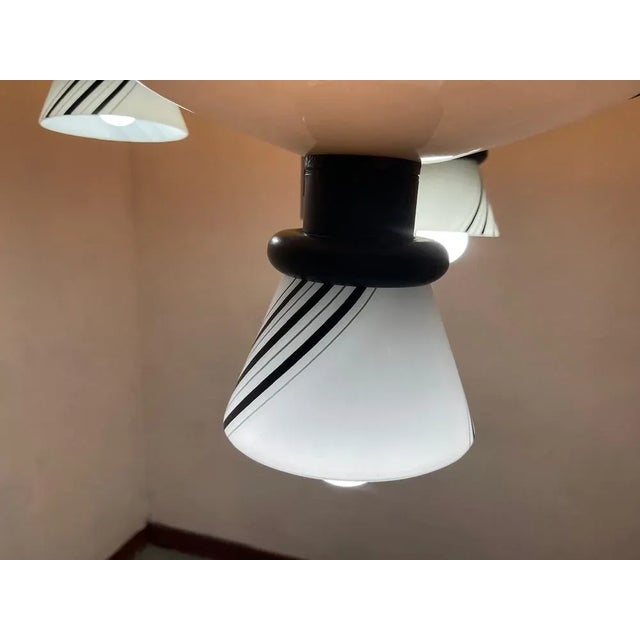 Architectural Black and White Pendant Light, 1980s For Sale - Image 7 of 10