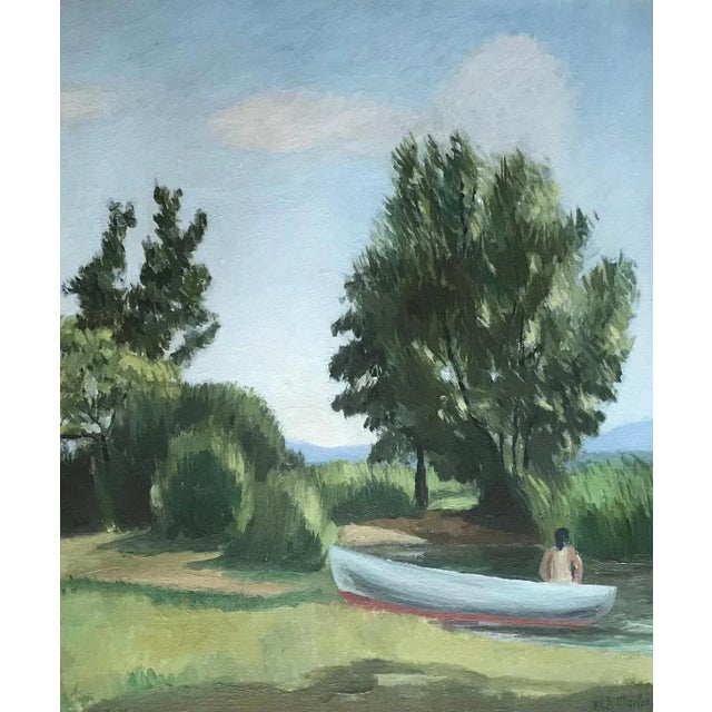 Eugene Martin, Animated Landscape, Oil on Canvas, 1937 For Sale - Image 7 of 7