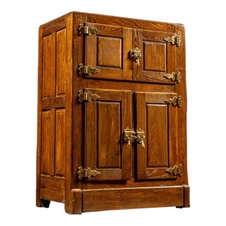 Early 20th Century 4-Door Oak Ice Box For Sale