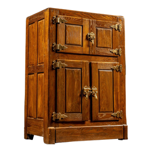 Early 20th Century 4-Door Oak Ice Box