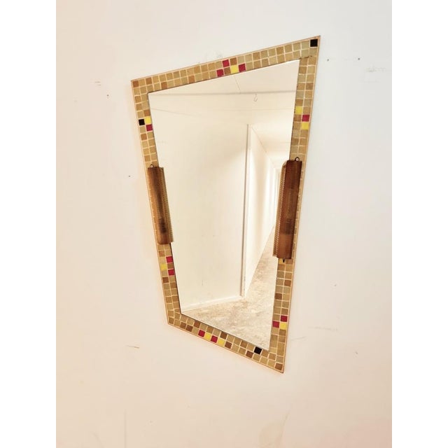 Large Mid-Century Mosaic Mirror with Lights, the Netherlands, 1961 For Sale - Image 4 of 14