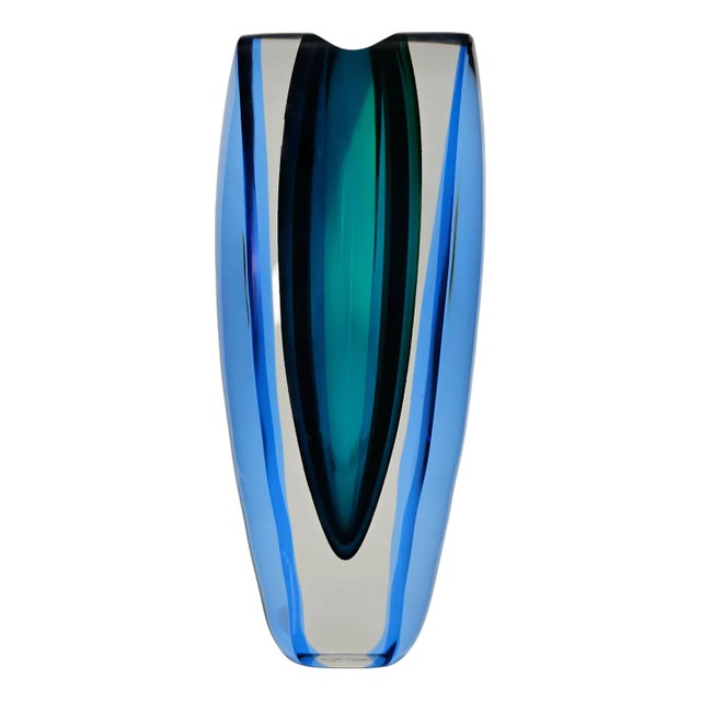 Goran Warff for Kosta Boda Signed Blue and Teal Vivaldi Vase, Limited Edition 04/25 For Sale