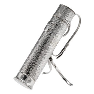 Antique English Silver Golf Bag Cigar Holder from Sheffield, 1909 For Sale