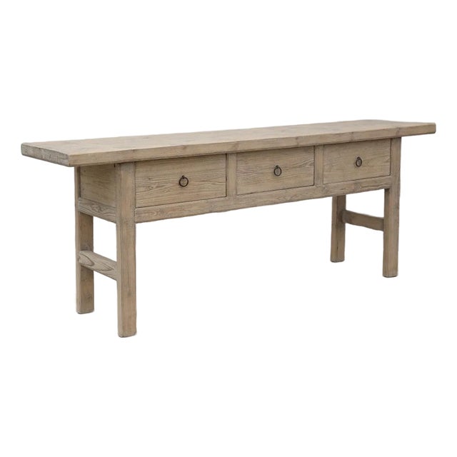 Vintage Chinese Bleached Pine Console Table For Sale