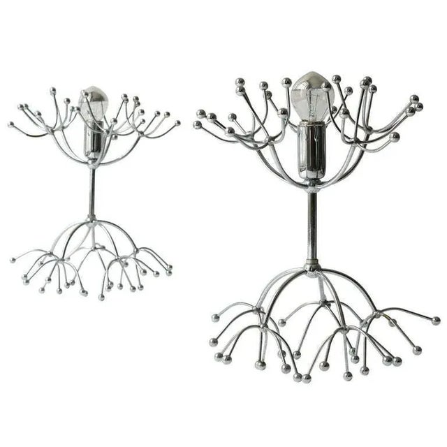 Mid-Century Italian Sputnik Table Lamps in Chrome, 1960s, Set of 2 For Sale - Image 11 of 11
