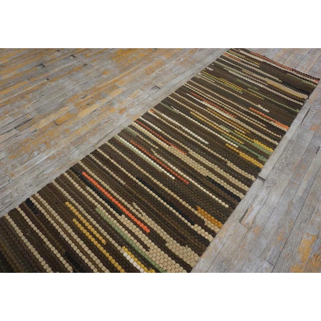 1930s Multicolor Stripe Folk Art Antique American Braided Rug 2'9'' X 13' Wool Carpet Runner For Sale In New York - Image 6 of 15