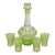 Mid-Century Green Frosted Glass & Gold Gilt Decanter With 4 Cordial Glasses, 5-Piece Set For Sale