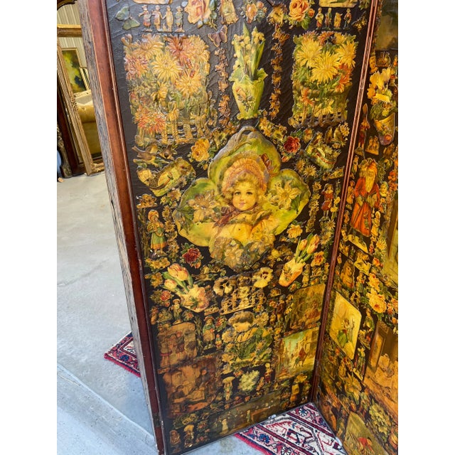 Large English Victorian Scrap Screen For Sale - Image 14 of 18