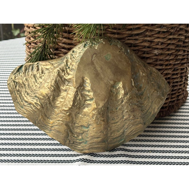 Vintage Palm Beach Style Solid Brass Clam Shell Catchall Bowl For Sale - Image 12 of 18