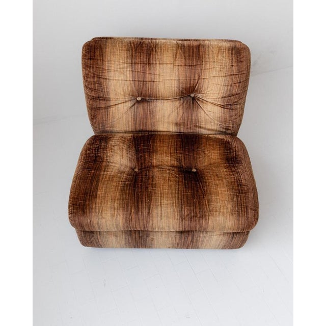 Vintage Space Age Armchair in Striped Velvet Brown by Europoltrona, Italy, 1970s For Sale - Image 3 of 15