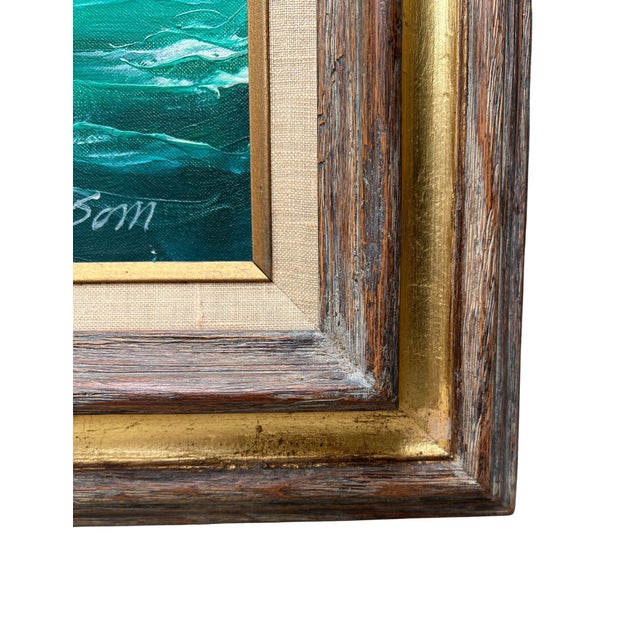 Mid 20th Century Original Oil Painting of Clipper Ship at Sea in Carved Gilt Frame, Signed Bransom For Sale - Image 15 of 16