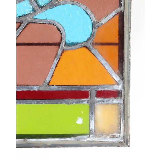 Early 19th Century Vintage Art Nouveau Vivid Stained Glass Hanging Panel For Sale - Image 5 of 11