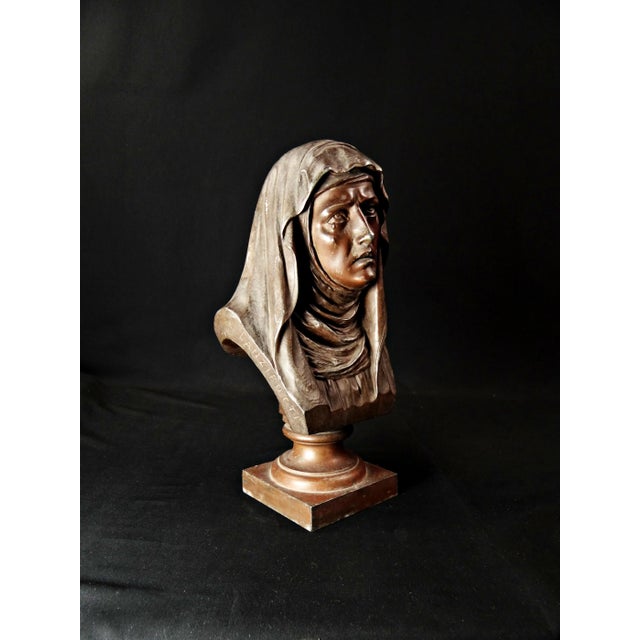 Metal Bust of the Virgin Mary by Lanzirotti, 1890s For Sale - Image 7 of 15
