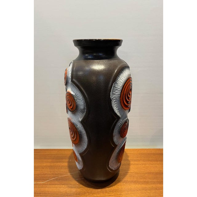 This is Bay's model 84-45 ceramic floor vase made in the 1970s in Germany. It is large standing at 45cm tall and eye...