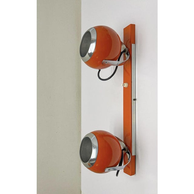 Mid-Century Modern Space Age Orange Double Eyeball Spot Wall Lamp, 1970s For Sale - Image 3 of 10
