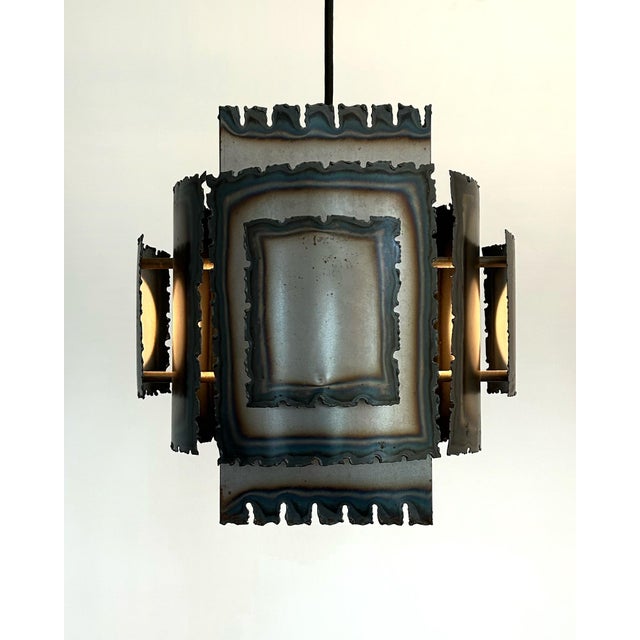 Pendant Lamp in Flame-Cut Steel attributed to Svend Aage Holm Sørensen, Denmark, 1960s For Sale - Image 10 of 14