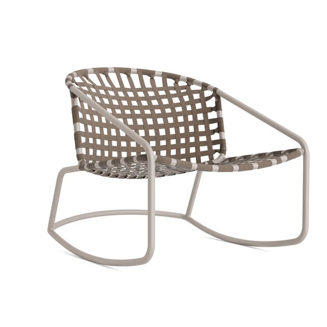 Brown Jordan Kantan Aluminum Suncloth Motion Lounge Chair, Dove frame with Mica fabric For Sale - Image 12 of 12
