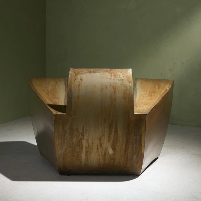 Easy One Armchair in Patinated Steel and Leather by Jonathan Singleton, United Kingdom / Spain, 1990s For Sale - Image 6 of 12