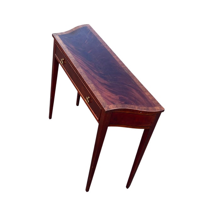 Late 20th Century Mahogany Inlaid Banded Console Table Tradition House For Sale - Image 13 of 18