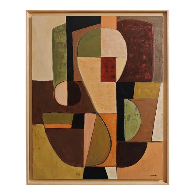 Axe Interieur, Abstract Contemporary Geometric Painting, Framed by Sophie Dumont For Sale