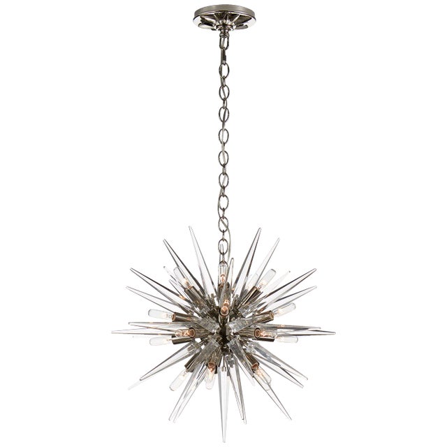 Quincy Small Sputnik Chandelier in Polished Nickel with Clear Acrylic Designer: Chapman & Myers Canopy: 5.75" Round...