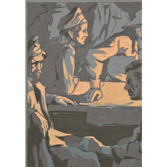 Albert Goltjakov, Discussion, 1958, Mixed Media on Paper For Sale - Image 4 of 6