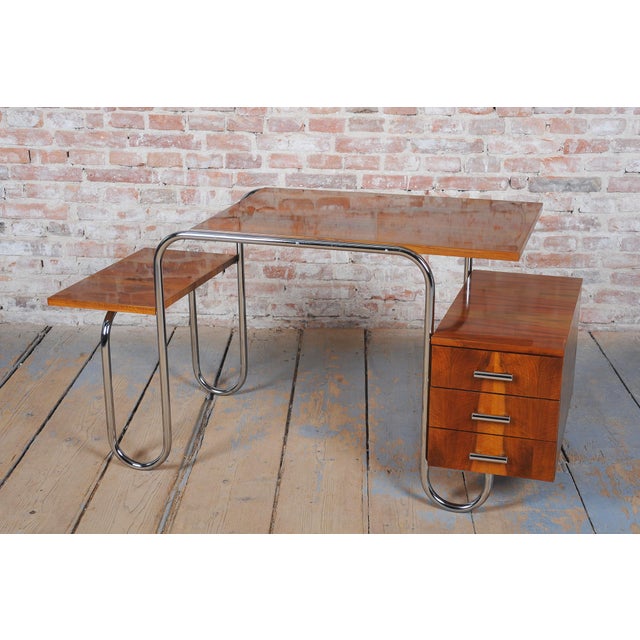 Bauhaus Walnut Writing Desk by A. Lurcat for Kovona, Czech, 1940s For Sale - Image 12 of 15
