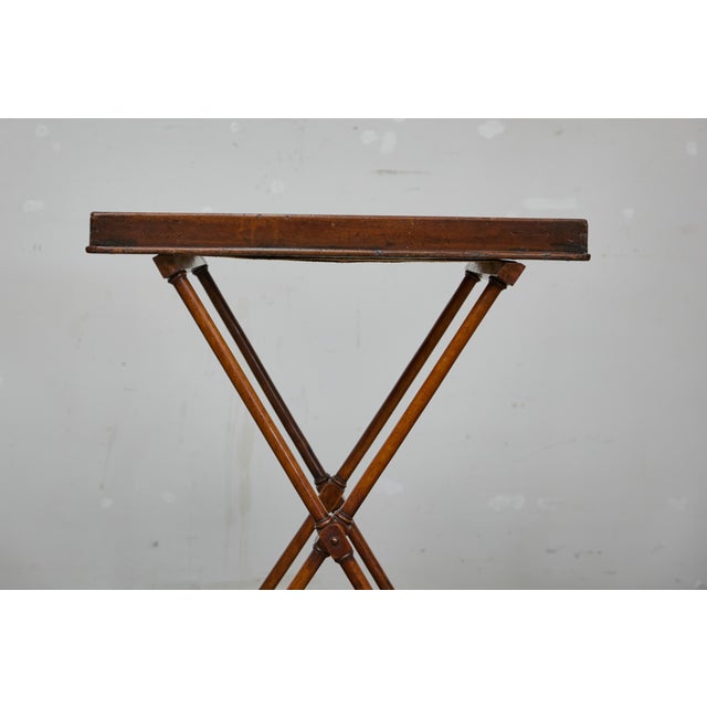 Wood 19th Century English Tray on Stand Mahogany Side Table with X-Form Base For Sale - Image 7 of 12