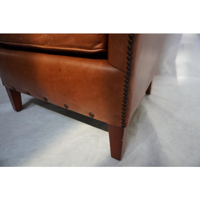 Brown 1990s Leather Poete Armchair by McNamara & Hirschman For Sale - Image 8 of 16