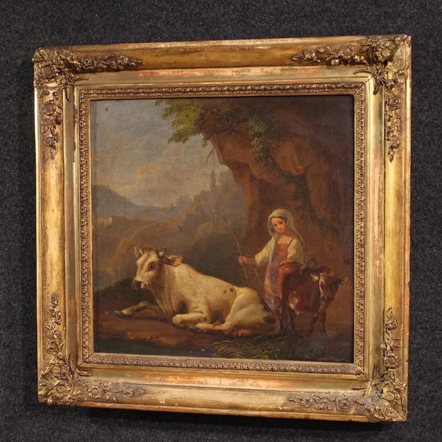 Italian Artist, Bucolic Landscape, 1830, Oil on Panel For Sale - Image 13 of 16