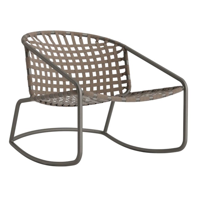 Brown Jordan Kantan Aluminum Suncloth Motion Lounge Chair, Mica frame with Mica fabric For Sale