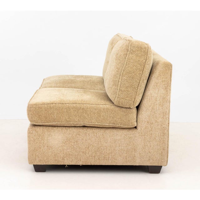 Modern Beige Chenille Upholstered Banquette For Sale - Image 4 of 5