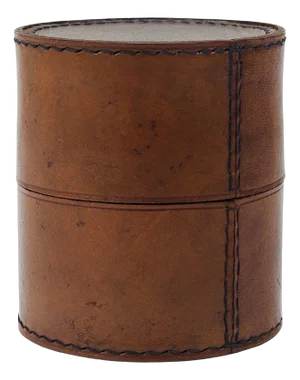 Round Leather Storage Box with Lid attributed to Carl Auböck, Vienna, Austria, 1950s