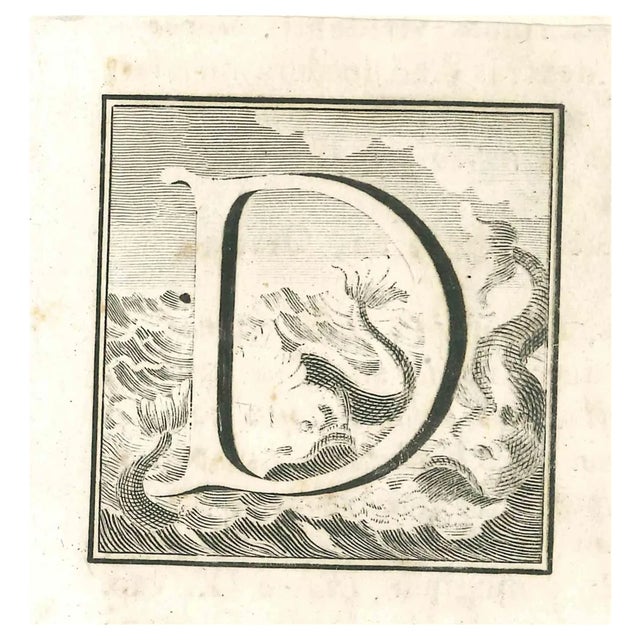 Gaspar Van Wittel (Vanvitelli), Letter D, Etching, 18th Century For Sale
