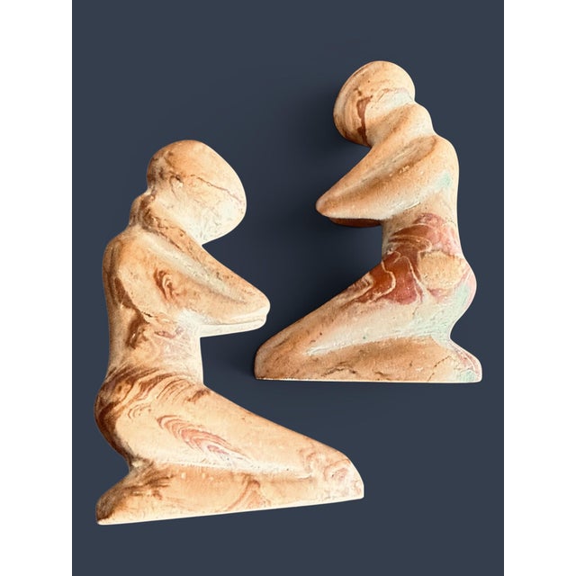 Vintage African Jasper Stone Sculpture-Kneeling Figure-Carved-Abstract-Modern For Sale - Image 9 of 11