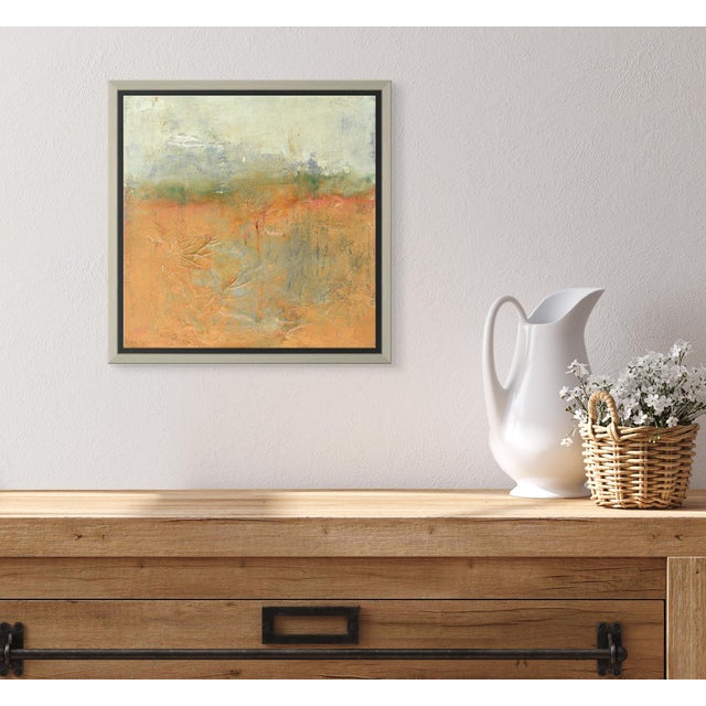 Original abstract mixed media art on stretched canvas by Jill Krasner. Framed in a floater frame. Measures 13.5” x 13.5”...