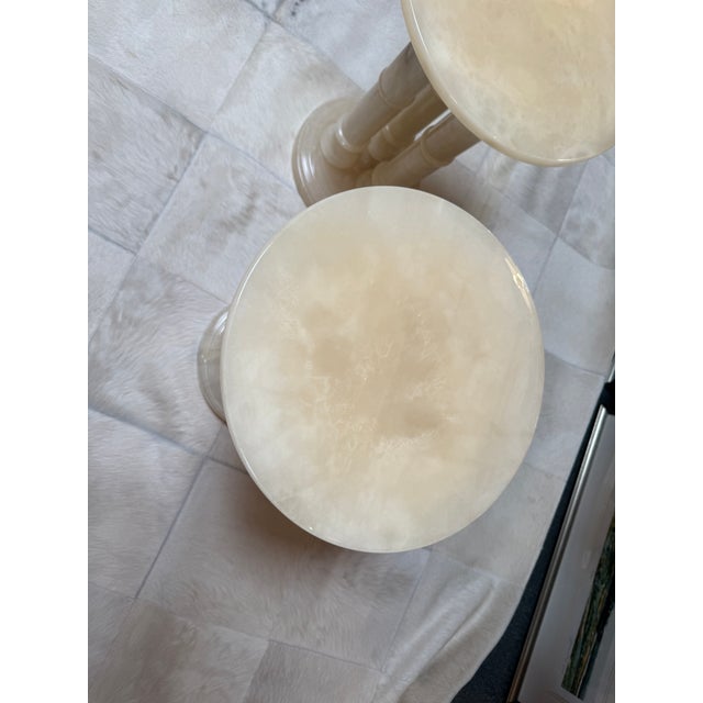 Mid 20th Century Neoclassical Alabaster Pedestals, Pair For Sale - Image 5 of 12