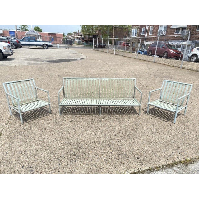 1970s Hauser Hollywood Regency Faux Bamboo Aluminum Metal Patio Sofa