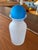 Vintage Frosted Glass Decanter / Bottle With Cobalt Blue Ball Stopper For Sale - Image 14 of 14