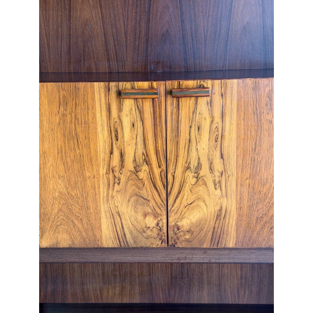 Brown Vintage Danish Mid Century Modern Rosewood Display Cabinet Bookcase Hutch Bar Cabinet For Sale - Image 8 of 9