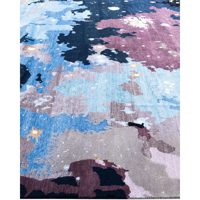 Solo Rugs Ikat, One-of-a-Kind Hand-Knotted Area Rug - Black, 8' 2" x 10' 4" For Sale - Image 4 of 8