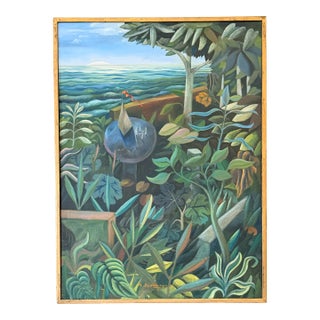1979 Surrealist Botanical Landscape Oil Painting For Sale