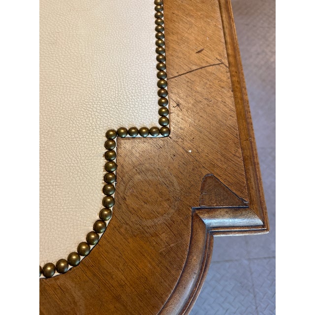 White Antique Writing Table With Leather Top For Sale - Image 8 of 11